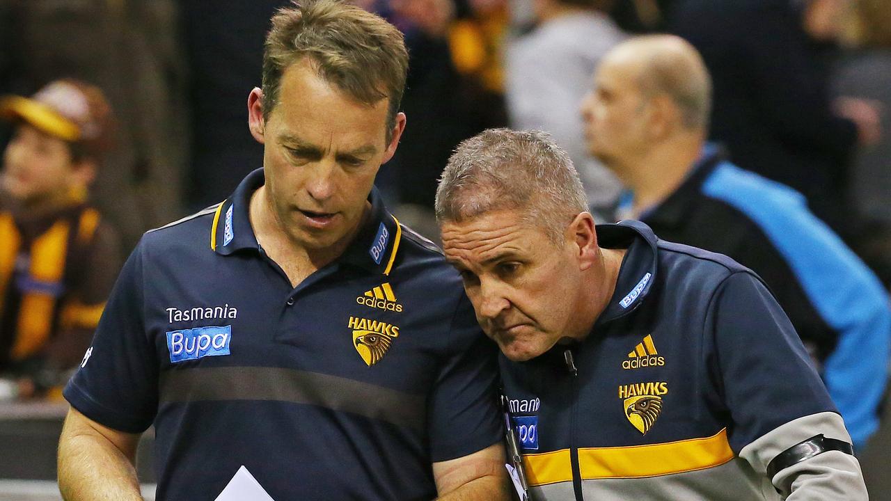 Alastair Clarkson, left, with Chris Fagan. Picture: Colleen Petch.