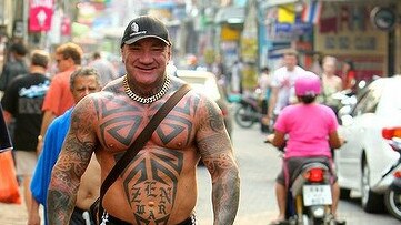 Ward walking through the streets of Thailand. Picture: The Official Tim Sharky website