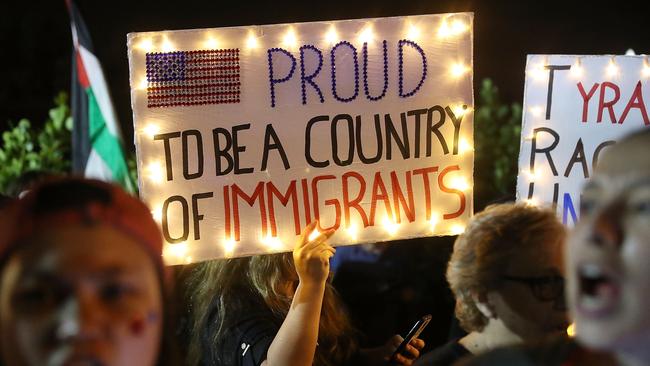 A Trump protest in Palm Beach, Florida, where he was staying for the weekend.