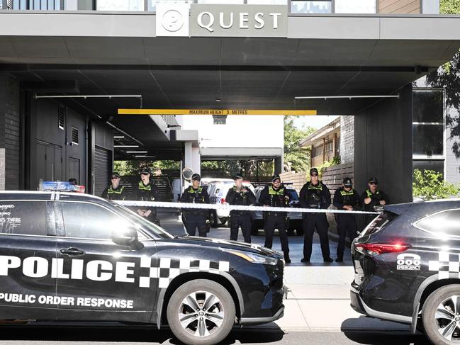 Police at the Quest Hotel. Picture: Josie Hayden