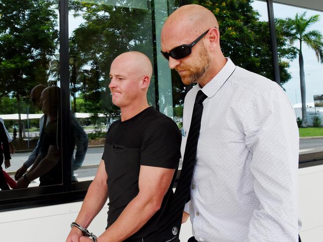 Kane O'Meley being extradited back to Sydney after being accused of biting off part of a man's ear in a pub fight on the Central Coast. He was arrested in Darwin after fleeing to the Top End.