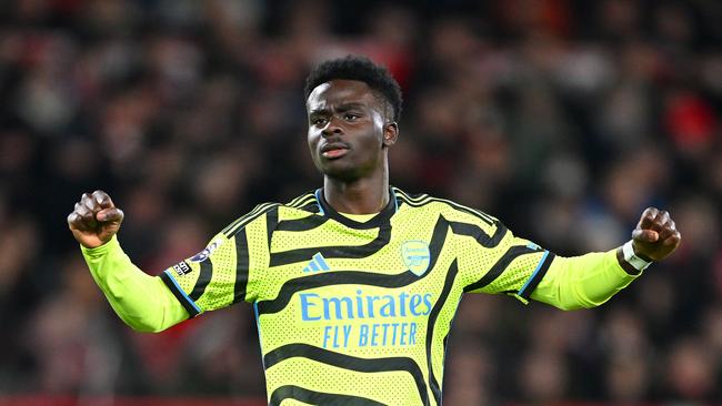 Bukayo Saka of Arsenal celebrates scoring his team's second goal. Picture: Michael Regan/Getty Images