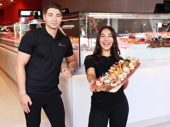 Owner and founder of Get Sashimi Antonio Muollo, with his sister Sofia Muollo at the Coogee outlet. Picture: Rohan Kelly