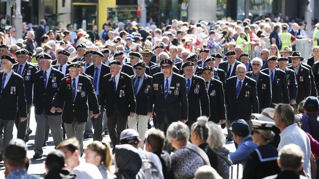 This year’s Anzac march will be limited to 500 Diggers. Picture: Dylan Robinson