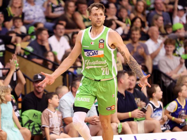 A Nathan Sobey blitz ensured the Phoenix held off a persistent New Zealand Breakers. Picture: Getty Images