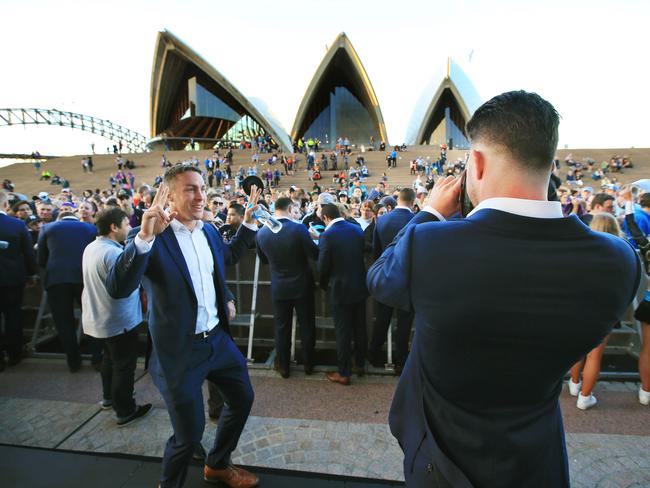 James Maloney of the Sharks poses while Chad Townsend takes his photo / Picture: Mark Evans