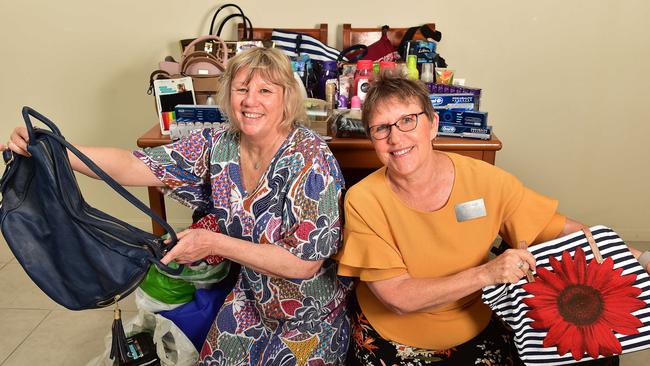 Townsville Women's Centre co-ordinator Cathy Crawford and The Mount Louisa Community Kindness Project committee member Sister Rhonda Leneham Glen with items to be donated to The Women's Centre for women in crisis. Picture: Shae Beplate.