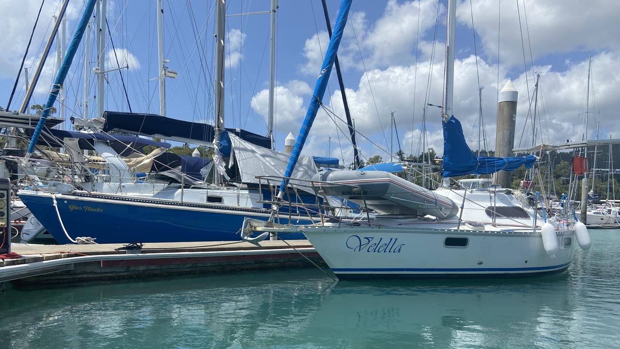 The Velella docked next to Blue Trawler at the Airlie Beach marina. Picture: Kirra Grimes