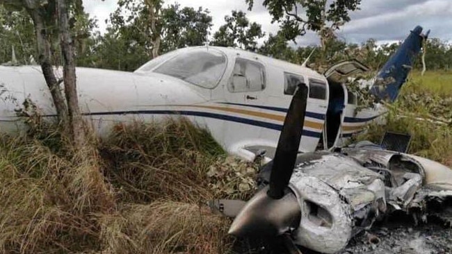 A light aircraft has crashed in suspicious circumstances just outside Port Moresby in Papua New Guinea and may have originated from Mareeba. Picture: Deni ToKunai via Royal Papua New Guinea Constabulary