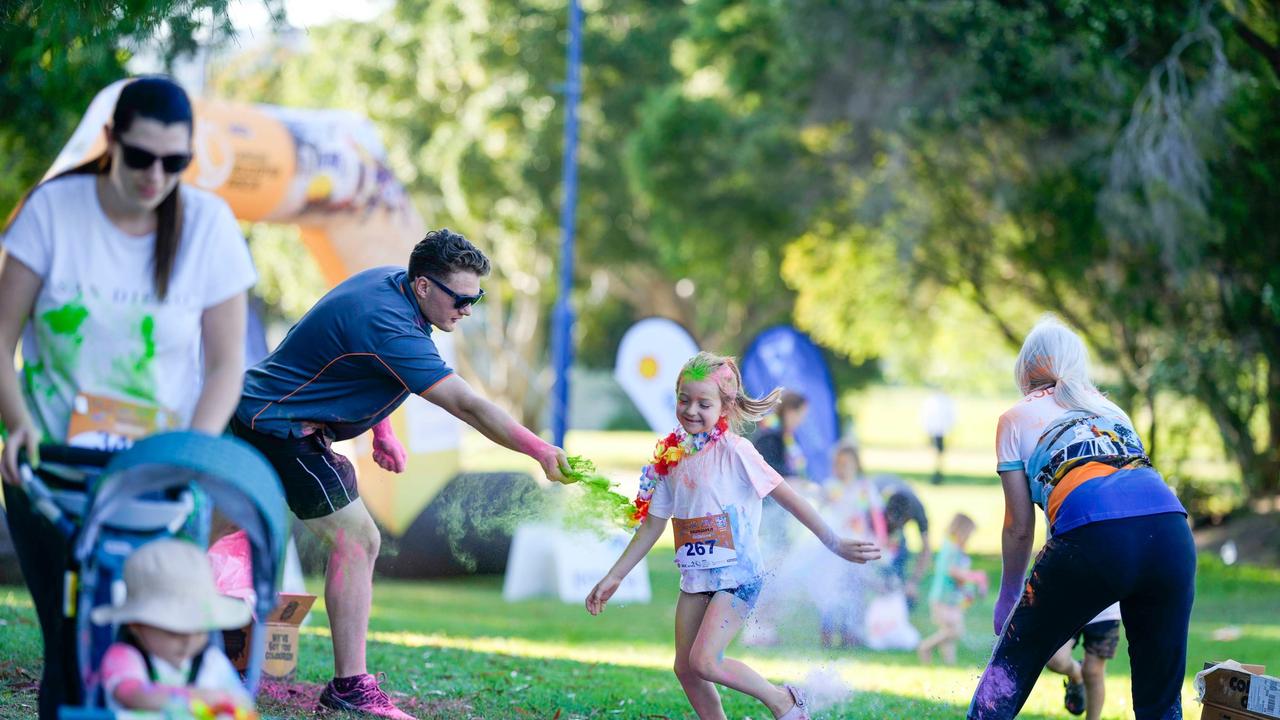Photos from Cherryandjun Photography of the 2023 Gladstone Colour Me Capricorn fun run for the RACQ CapRescue.