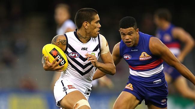 Michael Walters starred with four goals for Fremantle. Picture: Wayne Ludbey