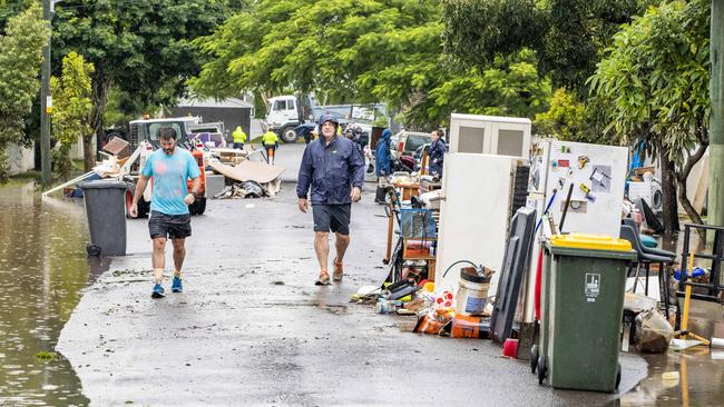 Flooding through Vincent St, Auchenflower. Picture: Richard Walker