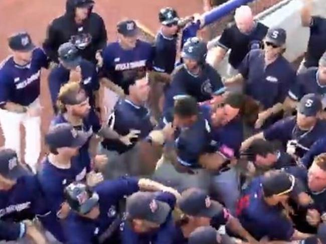 Wild MELEE in Australian Baseball League