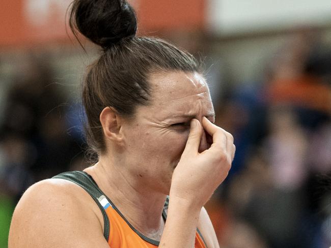 Samantha Poolman of the Giants during the Round 9 Super Netball match between the Giants Netball and the Adelaide Thunderbirds at the Australian Institute of Sport Arena in Canberra, Sunday, July 1, 2018. (AAP Image/Rohan Thomson) NO ARCHIVING, EDITORIAL USE ONLY