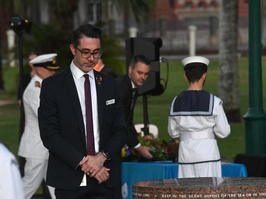 Dawn Service at Anzac Park for 83rd commemoration of Battle of Coral Sea. Cr Liam Mooney. Picture: Evan Morgan