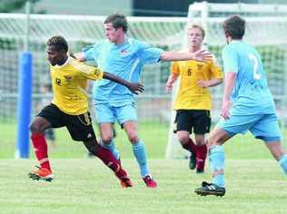 The Fire’s Judd Molea takes control against Southern Cross United last month. Picture: Nicola Brander