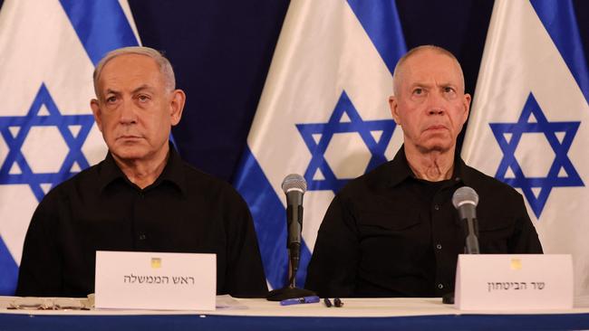 Israel’s Prime Minister Benjamin Netanyahu and former defence minister Yoav Gallant. Picture: AFP