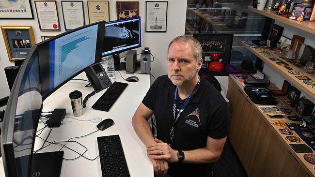 Australian Centre to Counter Child Exploitation operations manager Jon Rouse in his office. Picture: Lyndon Mechielsen