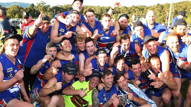 Wandin celebrates its perfect season. Picture: Brendan Francis