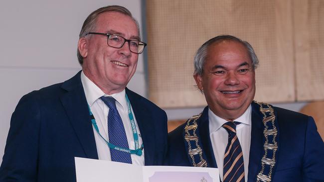 Councillor Peter Young with Mayor Tom Tate. Picture: Glenn Campbell