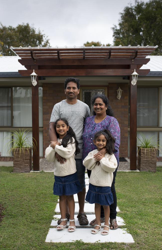 The Nadesalingam family at home in Biloela. Picture: Russell Shakespeare