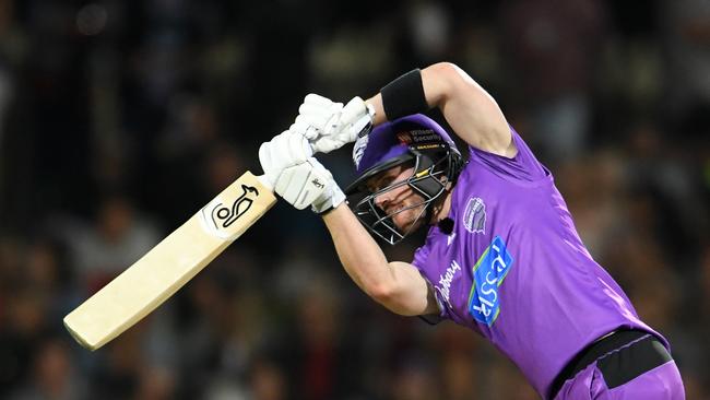 Mac Wright finish with 63 from 45 balls in game two of the T20 Strike League. (Photo by Steve Bell/Getty Images)