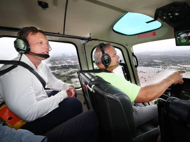 Premier Steven Miles and Mayor Tom Tate look over the Gold Coast Storm Damage. Picture: Annette Dew