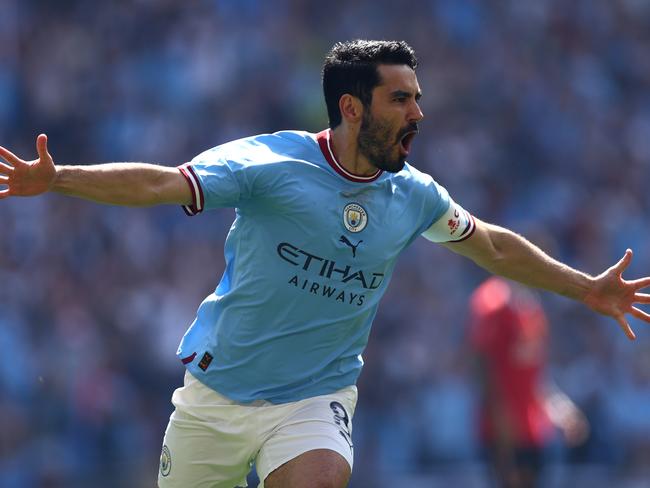 Ilkay Guendogan scored in the opening 12 seconds of the FA Cup final. Picture: Clive Rose/Getty Images