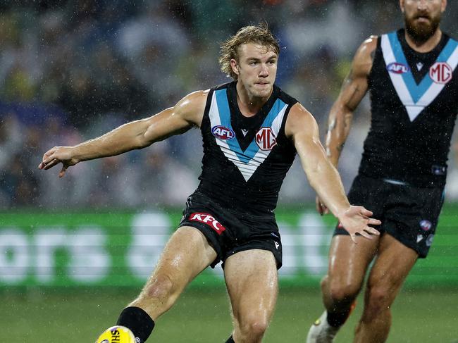 Port Adelaide's Jason Horne-Francis starred late for the Power during Gather Round. Photo by Phil Hillyard