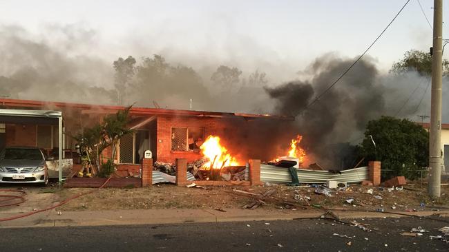 The aftermath of the explosion at Deighton Street, Mount Isa . Picture supplied by Mount Isa Police