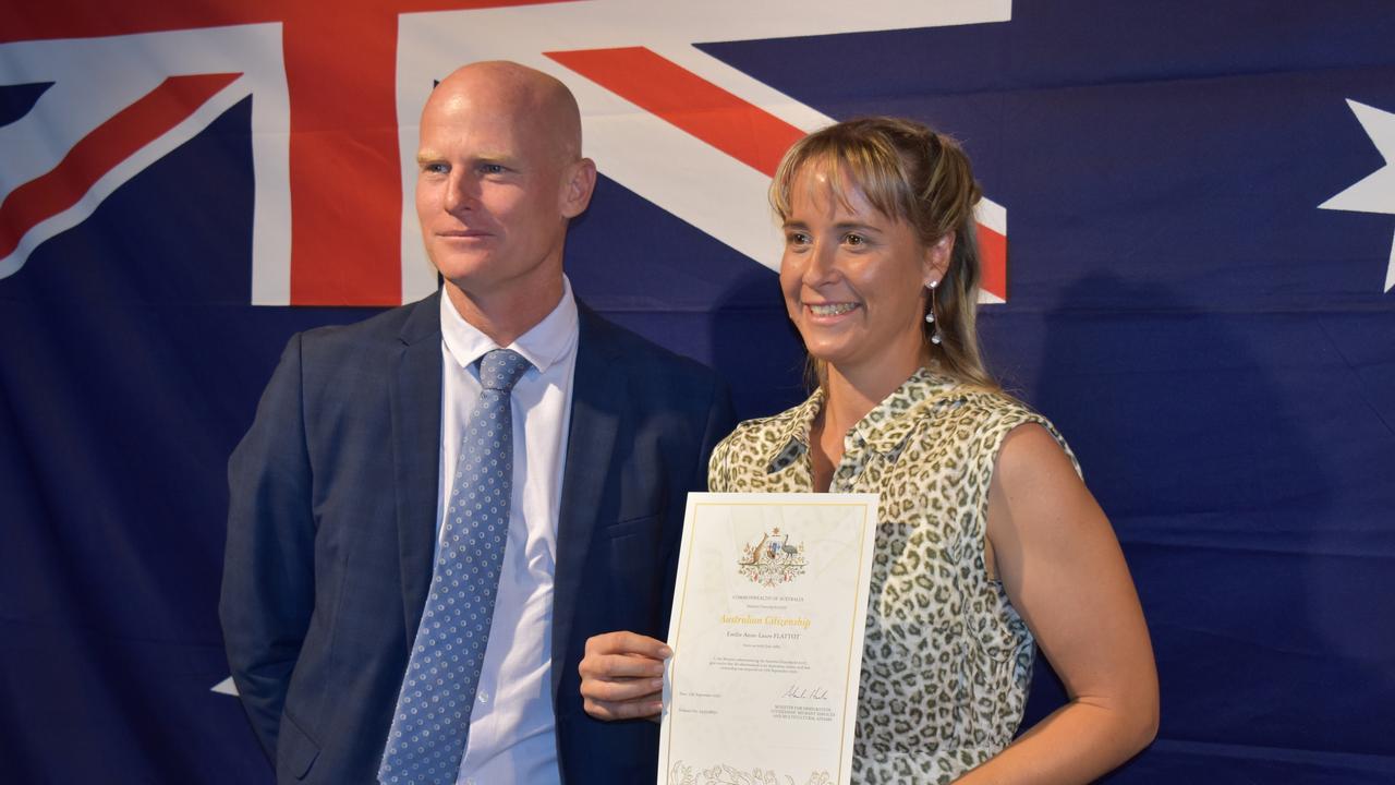 Emilie Flattot receiving her Australian Citizenship in Gympie. Photo: Elizabeth Neil