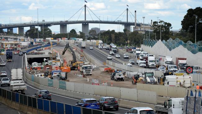 West Gate Tunnel construction is years behind schedule. Picture: Andrew Henshaw