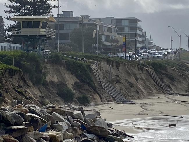 ‘Sheer drop’: Lifeguard tower teeters on cliff’s edge