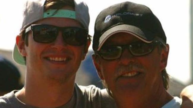 Joe Howlett (right), pictured with his son Tyler, was killed while rescuing a whale. Picture: Facebook/Tyler Howlett