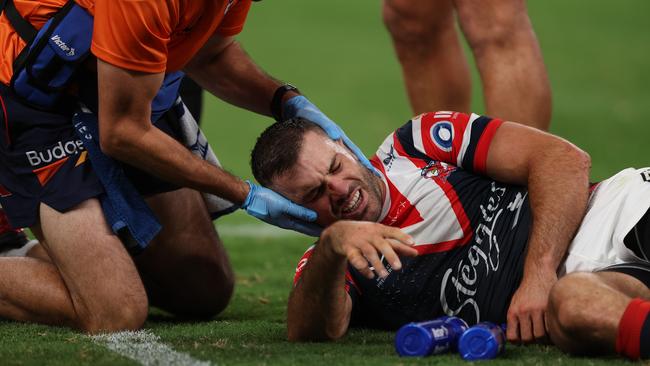 Tedesco was rubbed out of the remainder of the Roosters’ clash with Parramatta – as well as this week’s game against Melbourne. Picture: Getty