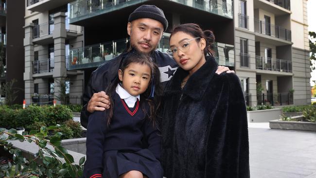 Mark Dang and his partner Stephanie Som, and their daughter Miesha, 5, are selling up to free up money. Picture: David Caird