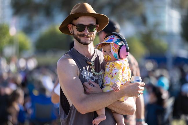 <p>Colin and Ruby Rolfe at Summer Salt Festival at Broadwater Parklands Sunday 12th of February. Picture: Celeste Humphrey</p>