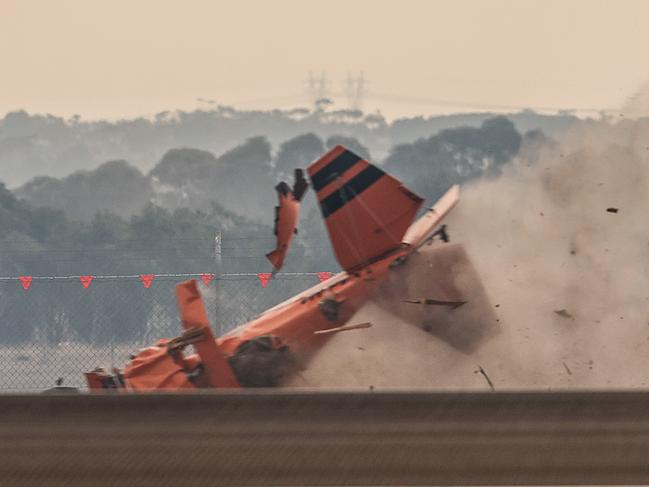 The single-seat biplane was seen performing a manoeuvre before it crashed. Picture: David Caird