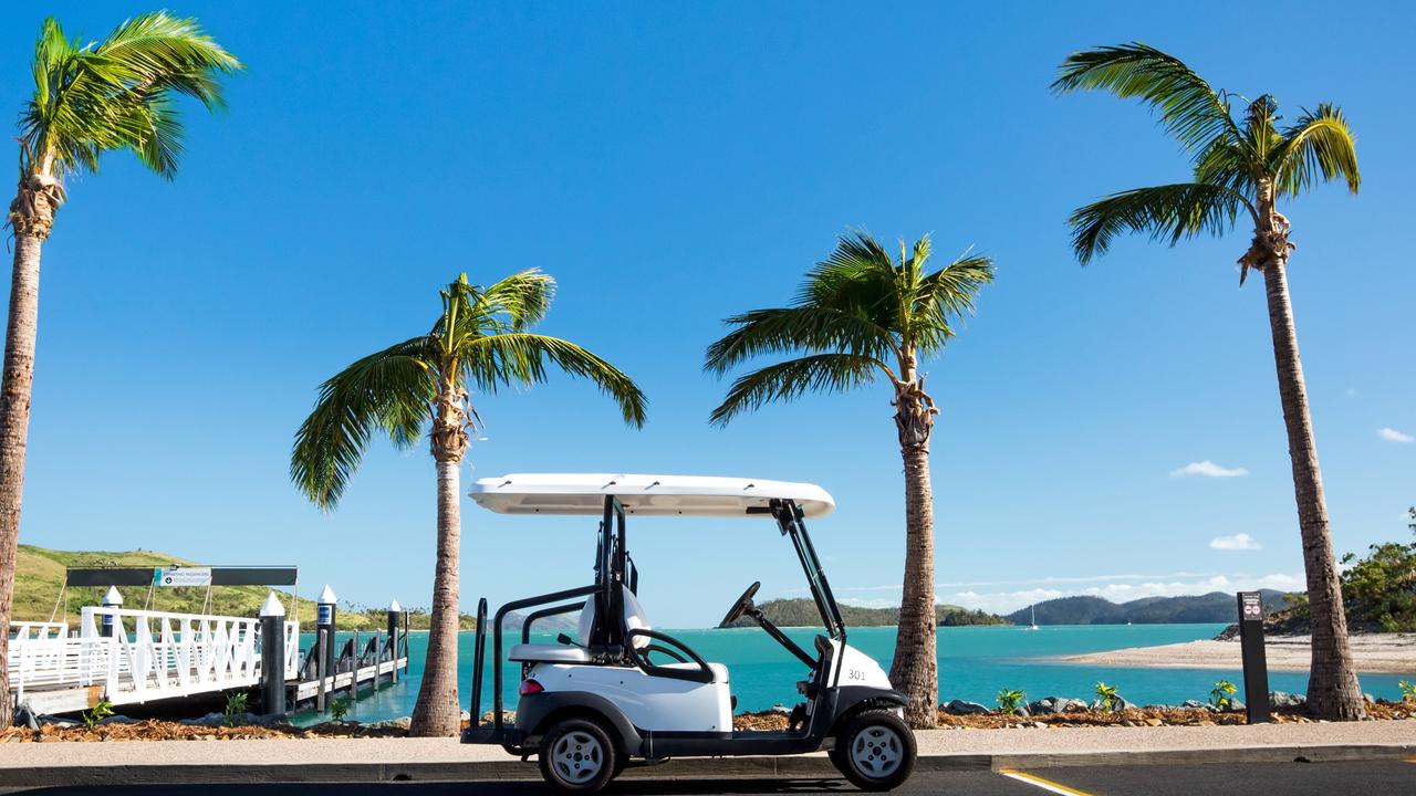 Golf buggys are the main mode of transport around the island. Picture: Supplied