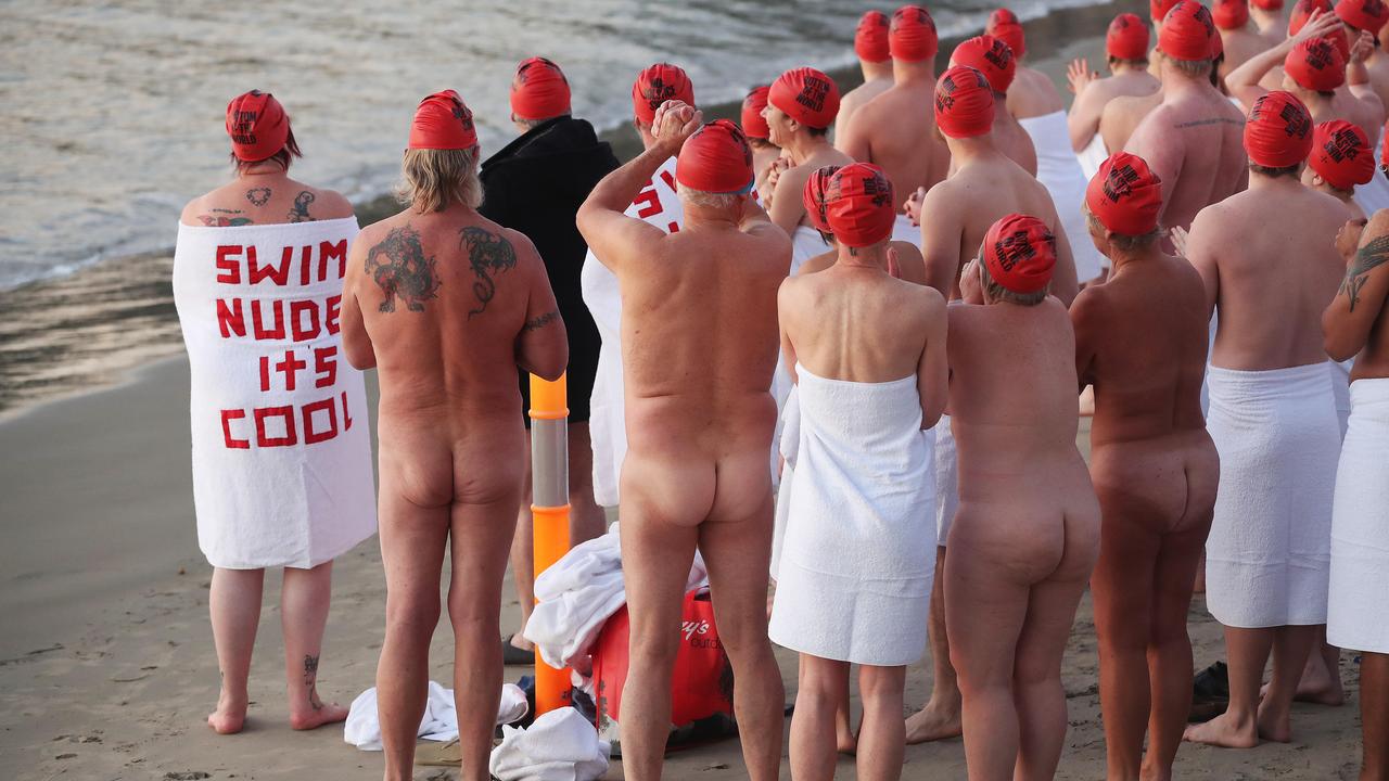 Nude Solstice swim as part of Dark Mofo 2021 at Long Beach Sandy Bay. Picture: Nikki Davis-Jones