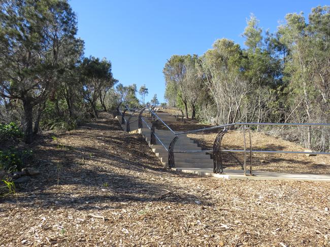 The $1 million federally-funded stairs already constructed for stage 1 will go nowhere for the foreseeable future with council voting to go back to the drawing board. Image: supplied