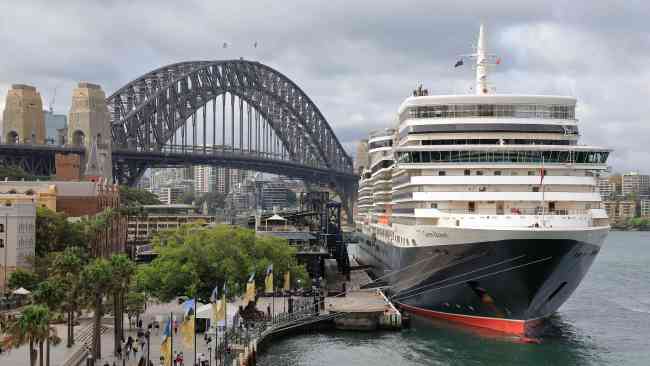 Australia's cruise ship ban is set to lifted. Pictured. the Queen Elizabeth in port at Circular Quay,  Sydney on March 15, 2020. Picture: Damian Shaw
