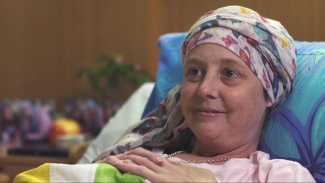 Connie Johnson in her hospice bed during the last few days of her life.