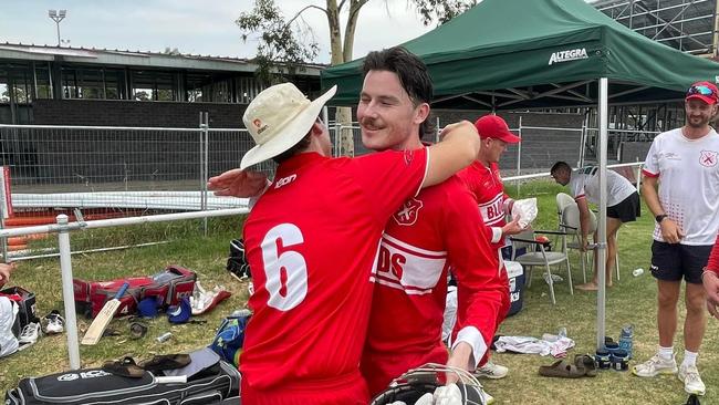 Mitch Forsyth embraced after his clinical knock. Photo: Facebook.