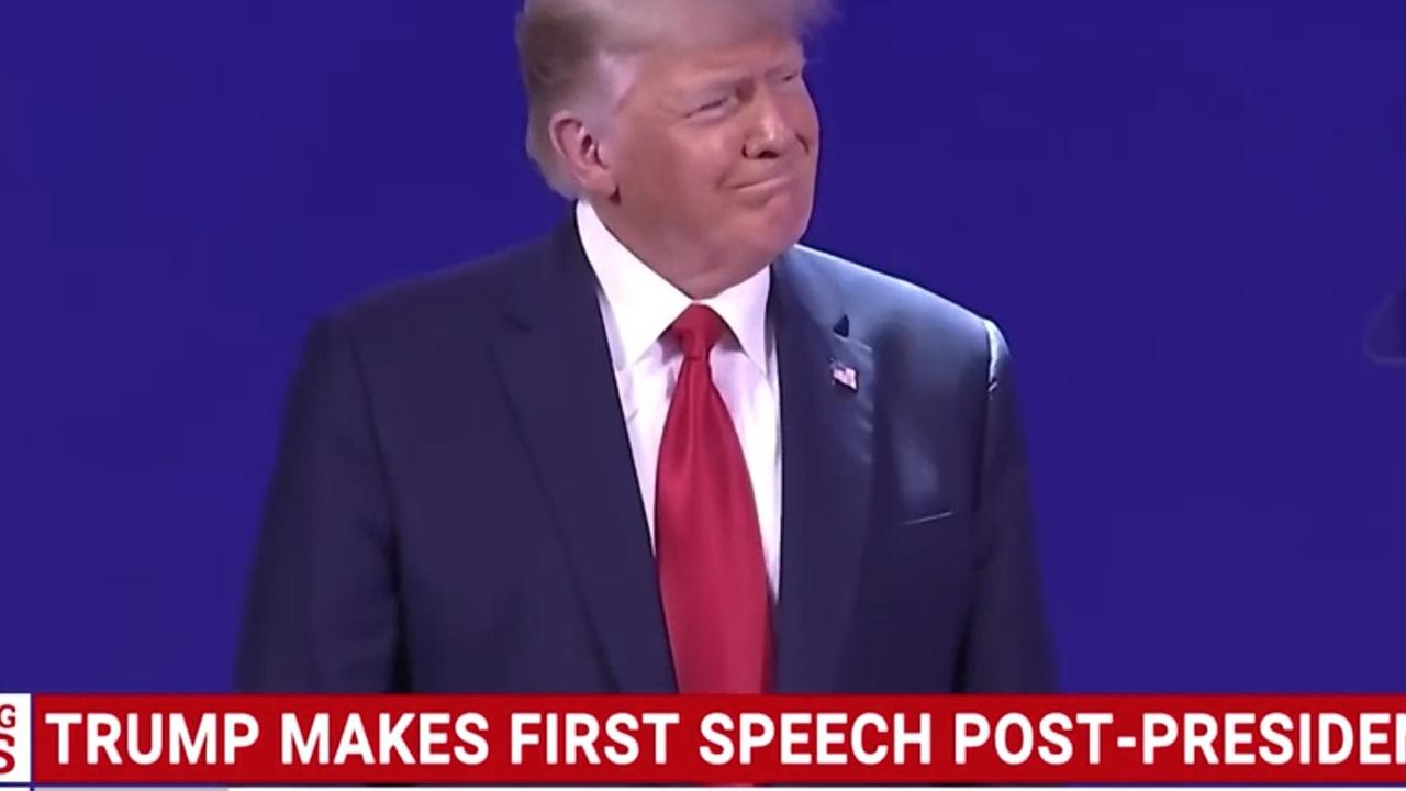 Donald Trump taking the stage at CPAC. Picture: Sky News