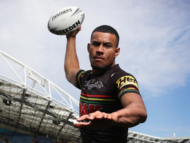 Penrith's Stephen Crichton poses for a portrait ahead of the 2020 NRL Grand Final at ANZ Stadium, Homebush. Picture: Brett Costello