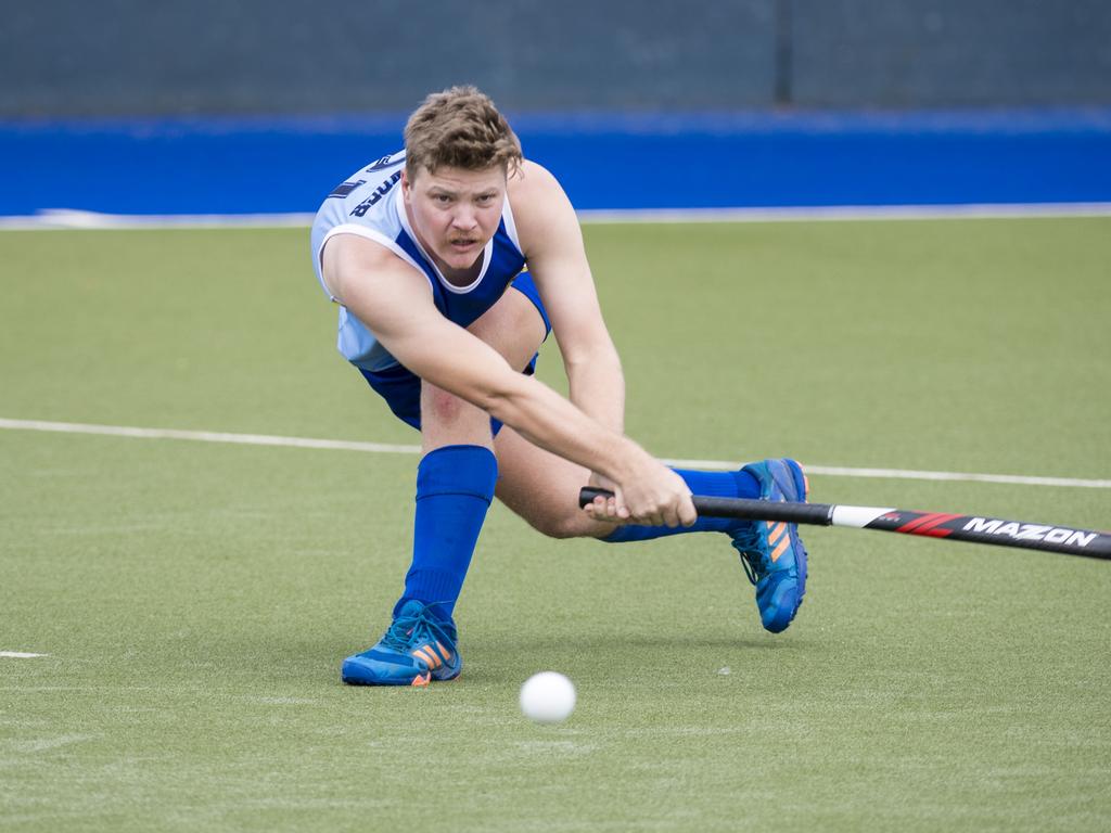 Shaun Alexander of Toowoomba 2 against Fraser Coast in Hockey Queensland Championships at Clyde Park, Sunday, May 2, 2021. Picture: Kevin Farmer