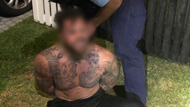 Ben Geppert being arrested in Kingscliff by NSW police. Picture: NSW POLICE.