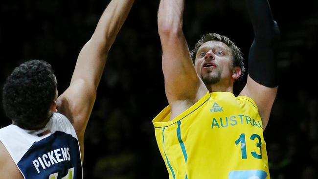 David Andersen in action for the Boomers at Hisense Arena this week. Picture: Michael Klein