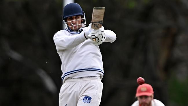 Greenvale KangaroosÃ Haseeb Qureshi during the Premier Cricket match between Greenvale Kangaroos and Casey-South Melbourne at Greenvale Reserve in Greenvale, Saturday, Oct. 14, 2023. Picture: Andy Brownbill